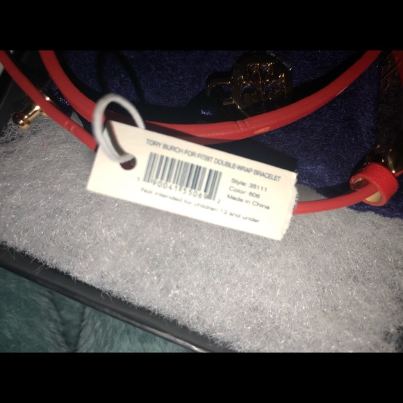 RARE NEW WITH TAGS TORY BURCH x FITBIT COLLAB ORANGE RED WRAP BRACELET WITH GOLD - Picture 12 of 16